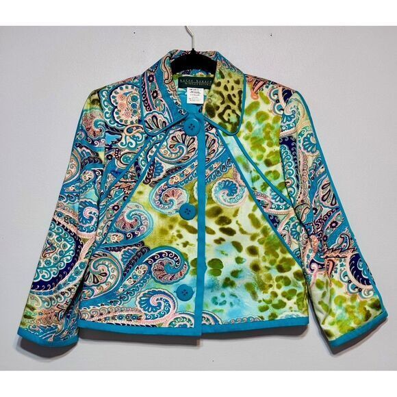 Y2K Psychedelic Paisley Print Jacket Size 6 Art to Wear Statement Piece Festival - Picture 1 of 4